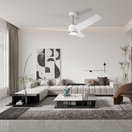 Immax NEO 07282L - LED+CCT reguliuojamas lubinis ventiliatorius BEAUTY LED/18W/230V 3000/4000/6000K Wi‑Fi Tuya skersmuo 132 cm + nuotolinis pultas