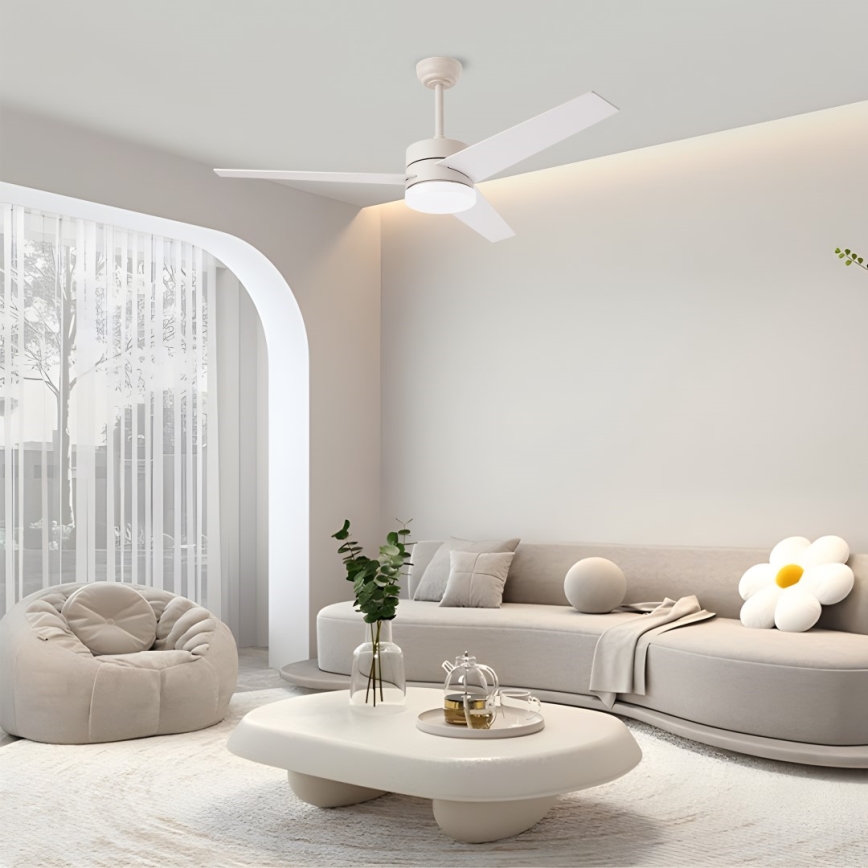 Immax NEO 07284L - LED+CCT Dimeriuojamas lubinis ventiliatorius VARIABLE LED/24W/230V 3000/4000/6000K Wi-Fi Tuya skersmuo 132 cm + nuotolinis valdymas