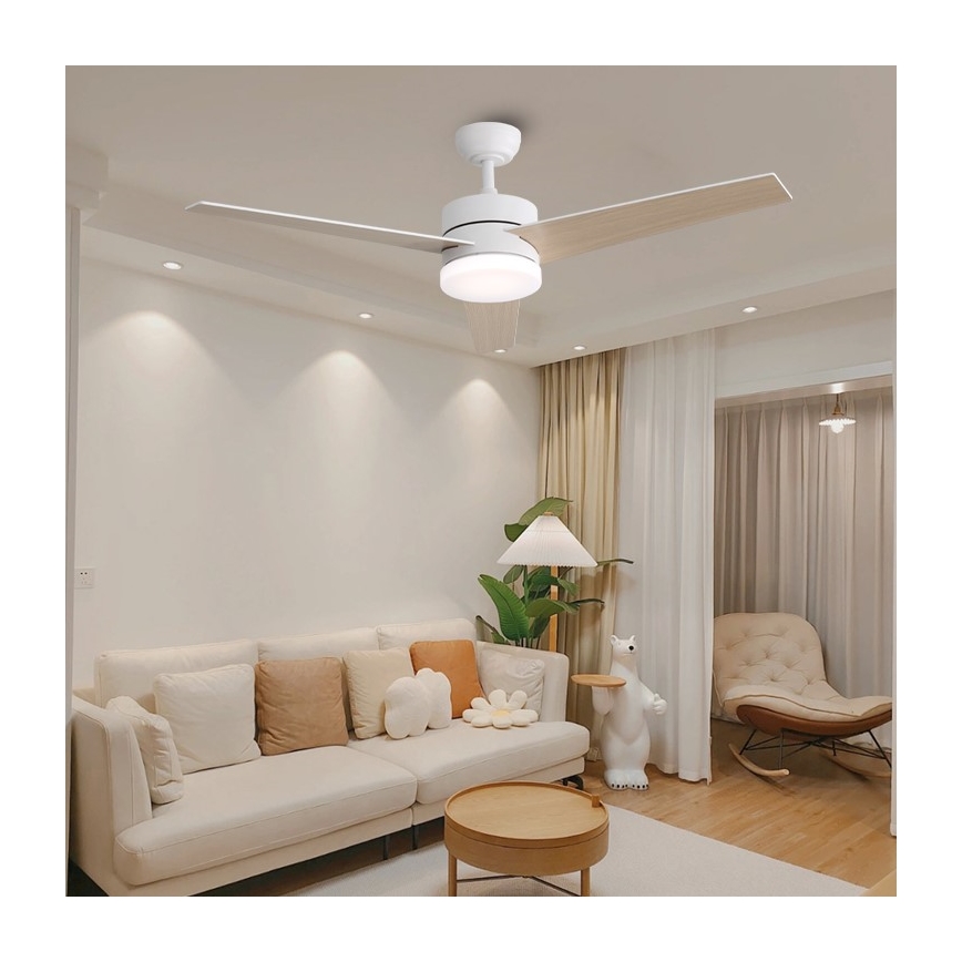 Immax NEO 07284L - LED+CCT Dimeriuojamas lubinis ventiliatorius VARIABLE LED/24W/230V 3000/4000/6000K Wi-Fi Tuya skersmuo 132 cm + nuotolinis valdymas