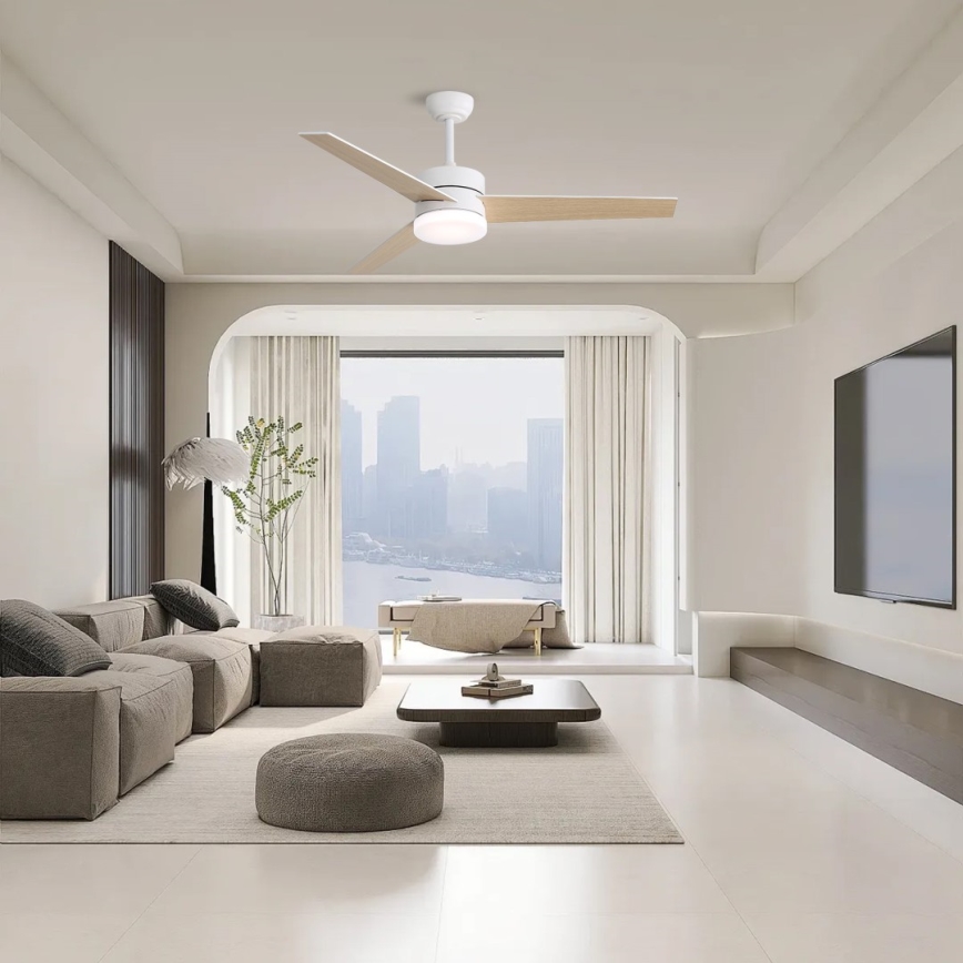 Immax NEO 07284L - LED+CCT Dimeriuojamas lubinis ventiliatorius VARIABLE LED/24W/230V 3000/4000/6000K Wi-Fi Tuya skersmuo 132 cm + nuotolinis valdymas