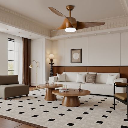 Immax NEO 07286L - LED lubinis ventiliatorius WAVE LED/18W/230V Wi-Fi Tuya rudas, skersmuo 132 cm + nuotolinis valdymas