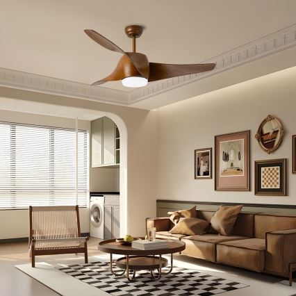 Immax NEO 07286L - LED Reguliuojamas lubinis ventiliatorius WAVE LED/18W/230V Wi-Fi Tuya ruda + nuotolinio valdymo pultas
