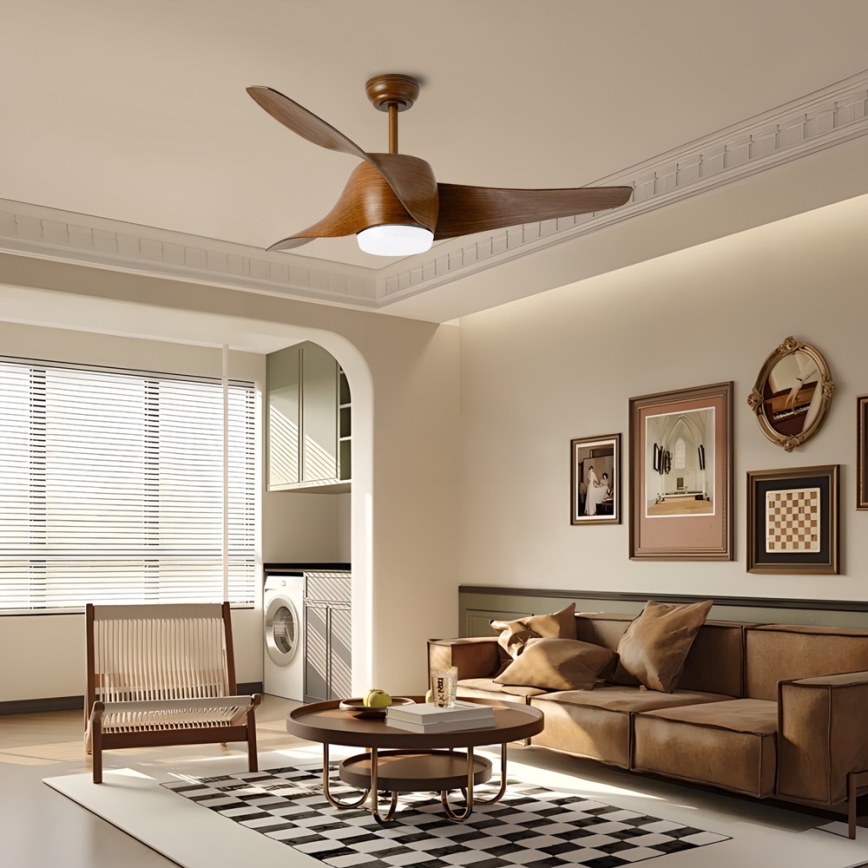 Immax NEO 07286L - LED Reguliuojamas lubinis ventiliatorius WAVE LED/18W/230V Wi-Fi Tuya ruda + nuotolinio valdymo pultas