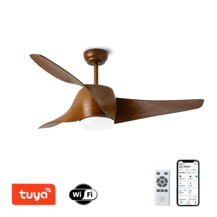 Immax NEO 07286L - LED Reguliuojamas lubinis ventiliatorius WAVE LED/18W/230V Wi-Fi Tuya ruda + nuotolinio valdymo pultas