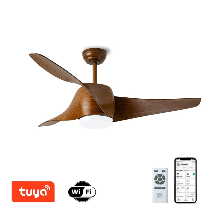 Immax NEO 07286L - LED Reguliuojamas lubinis ventiliatorius WAVE LED/18W/230V Wi-Fi Tuya ruda + nuotolinio valdymo pultas