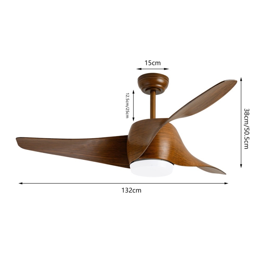 Immax NEO 07286L - LED Reguliuojamas lubinis ventiliatorius WAVE LED/18W/230V Wi-Fi Tuya ruda + nuotolinio valdymo pultas