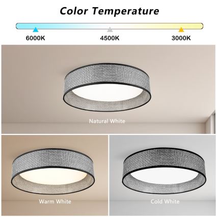 Immax NEO 07287L - LED+CCT dimeriuojamas lubinis šviestuvas LONA LED/36W/230V 3000-6000K Wi-Fi Tuya skersmuo 45,5 cm + nuotolinis valdymas