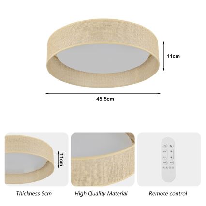 Immax NEO 07289L - LED+CCT Dimeriuojamas lubų šviestuvas LONA LED/36W/230V 3000-6000K Wi-Fi Tuya skersmuo 45,5 cm + nuotolinio valdymo pultas