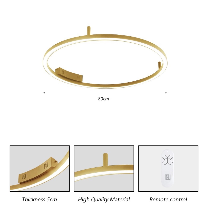 Immax NEO 07291-80G - LED+CCT dimeriuojamas lubinis šviestuvas FINO LED/55W/230V 2700-6500K Tuya skersmuo 80 cm + nuotolinis pultelis