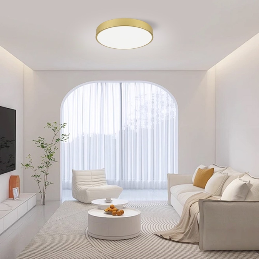 Immax NEO 07292L - reguliuojamas LED lubinis šviestuvas NEO LITE SEMPLICI LED/36W/230V 3000–6000K, skersmuo 40 cm, Wi‑Fi Tuya, auksinis + nuotolinis valdymas