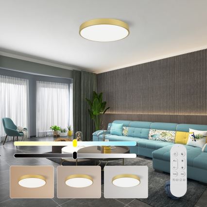 Immax NEO 07293L - LED reguliuojamo ryškumo lubų šviestuvas NEO LITE SEMPLICI LED/60W/230V 3000-6000K skersmuo 60 cm Wi-Fi Tuya auksinė + nuotolinis valdymas