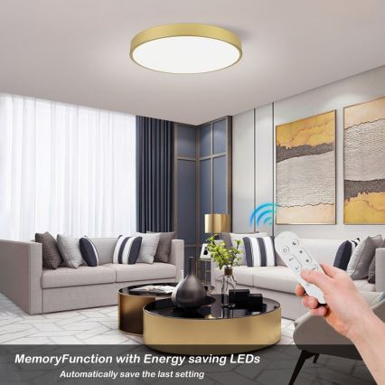 Immax NEO 07293L - LED reguliuojamo ryškumo lubų šviestuvas NEO LITE SEMPLICI LED/60W/230V 3000-6000K skersmuo 60 cm Wi-Fi Tuya auksinė + nuotolinis valdymas