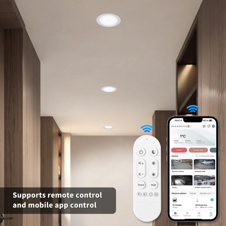 Immax NEO 07294L - dimeriuojamas įleidžiamas DOWN LED šviestuvas, 36 W, 230 V, su Wi‑Fi, Tuya Ø 23 cm, baltas