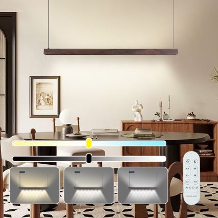 Immax NEO 07300L - dimeriuojamas LED pakabinamas šviestuvas ant kabelio MADEIRA LED/26W/230V Wi-Fi Tuya 122 cm riešutas + nuotolinis valdymas