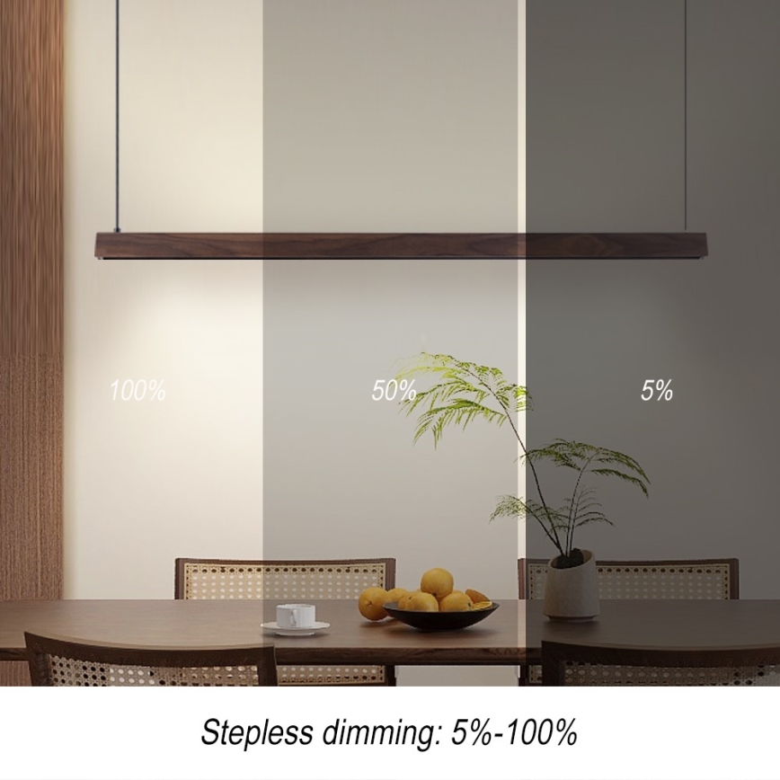 Immax NEO 07300L - dimeriuojamas LED pakabinamas šviestuvas ant kabelio MADEIRA LED/26W/230V Wi-Fi Tuya 122 cm riešutas + nuotolinis valdymas