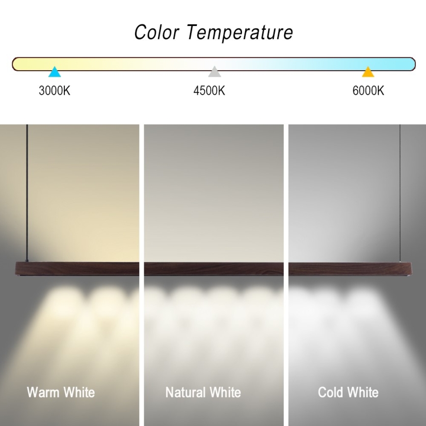 Immax NEO 07301L - dimeriuojamas LED pakabinamas šviestuvas ant laido MADEIRA LED/33W/230V Wi-Fi Tuya 152 cm riešutas + nuotolinio valdymo pultas