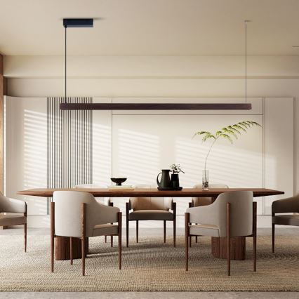 Immax NEO 07302L - dimeriuojamas LED pakabinamas šviestuvas ant laido MADEIRA LED/44W/230V Wi‑Fi Tuya 202 cm, riešutmedžio + nuotolinis valdymas