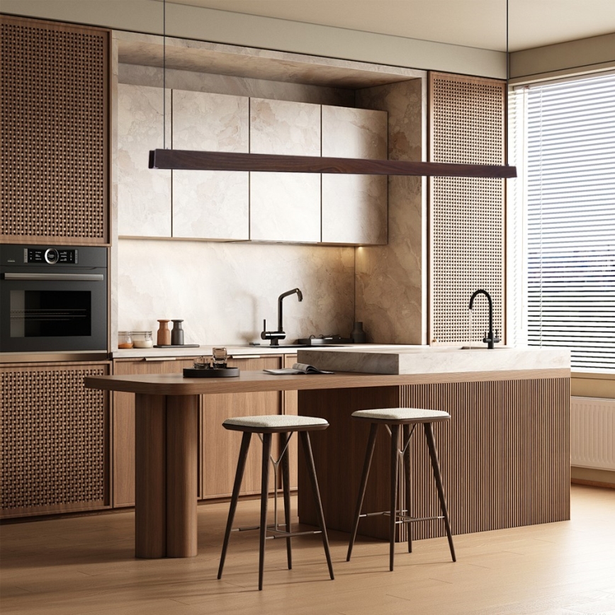 Immax NEO 07302L - dimeriuojamas LED pakabinamas šviestuvas ant laido MADEIRA LED/44W/230V Wi‑Fi Tuya 202 cm, riešutmedžio + nuotolinis valdymas