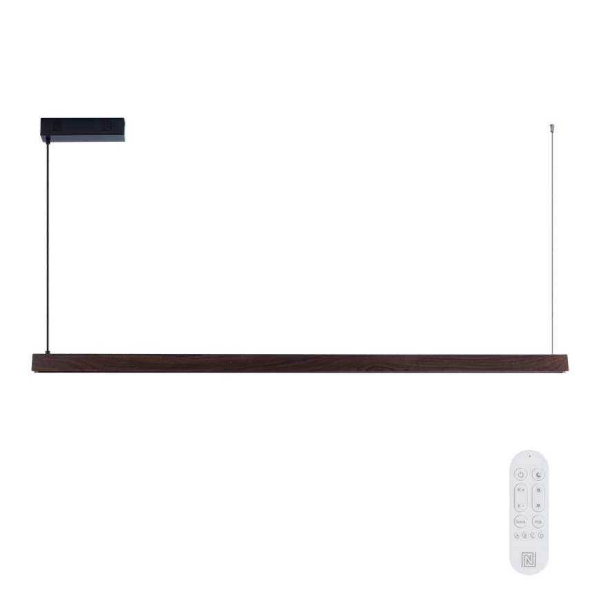 Immax NEO 07302L - dimeriuojamas LED pakabinamas šviestuvas ant laido MADEIRA LED/44W/230V Wi‑Fi Tuya 202 cm, riešutmedžio + nuotolinis valdymas