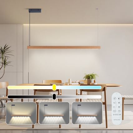 Immax NEO 07303L - reguliuojamas LED pakabinamas šviestuvas ant kabelio MADEIRA LED/26W/230V Wi‑Fi Tuya 122 cm ąžuolas + nuotolinis valdymas