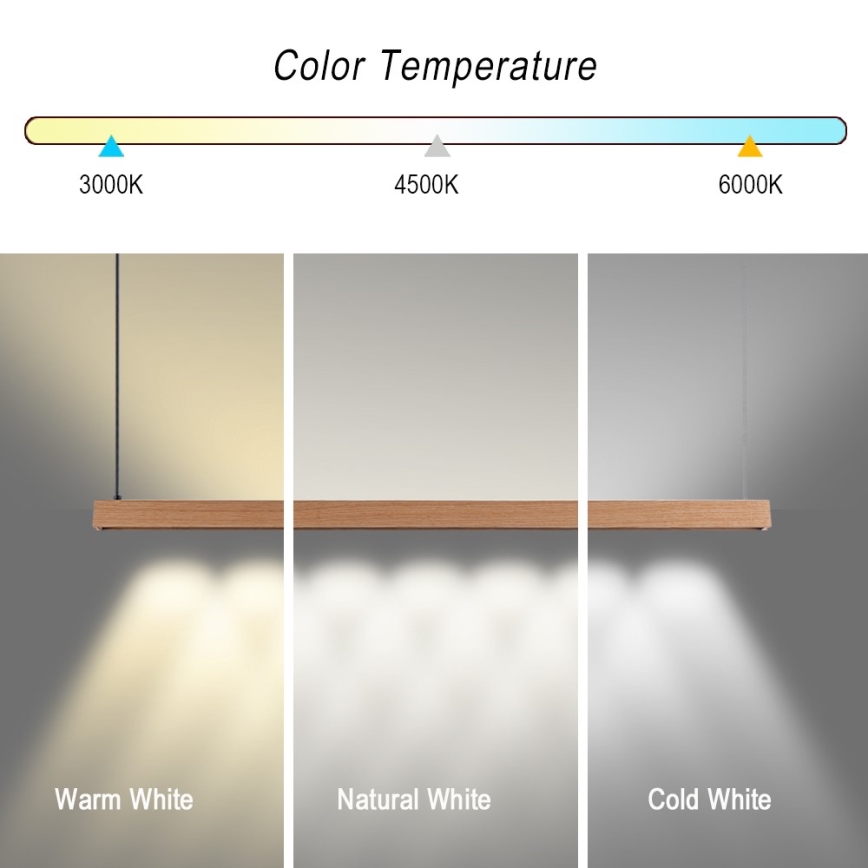Immax NEO 07303L - reguliuojamas LED pakabinamas šviestuvas ant kabelio MADEIRA LED/26W/230V Wi‑Fi Tuya 122 cm ąžuolas + nuotolinis valdymas