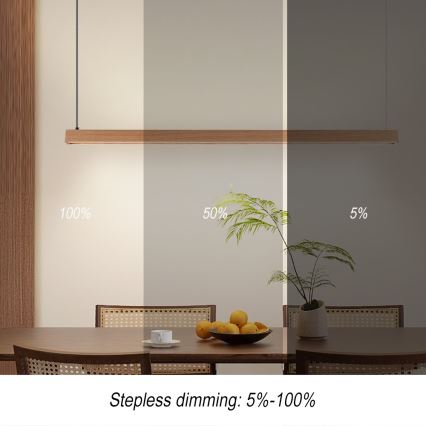 Immax NEO 07303L - reguliuojamas LED pakabinamas šviestuvas ant kabelio MADEIRA LED/26W/230V Wi‑Fi Tuya 122 cm ąžuolas + nuotolinis valdymas