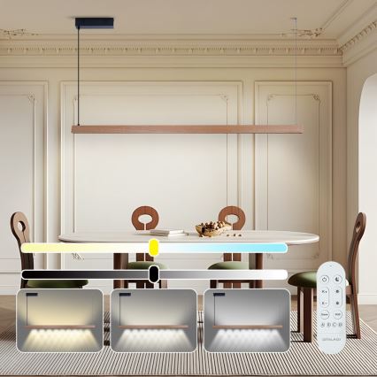 Immax NEO 07304L - LED dimeriuojamas pakabinamas šviestuvas ant laido MADEIRA LED/33W/230V Wi-Fi Tuya 152 cm ąžuolas + nuotolinis valdymas