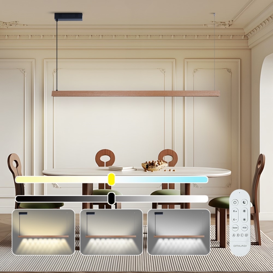 Immax NEO 07304L - LED dimeriuojamas pakabinamas šviestuvas ant laido MADEIRA LED/33W/230V Wi-Fi Tuya 152 cm ąžuolas + nuotolinis valdymas