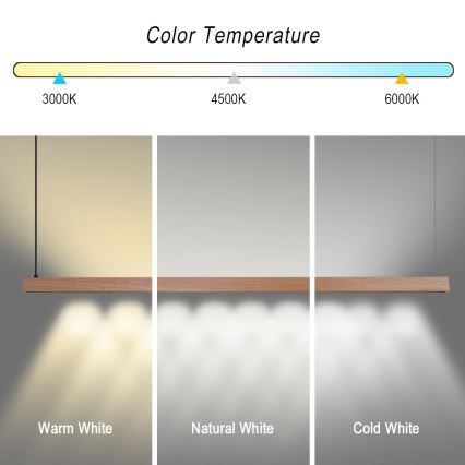 Immax NEO 07304L - LED dimeriuojamas pakabinamas šviestuvas ant laido MADEIRA LED/33W/230V Wi-Fi Tuya 152 cm ąžuolas + nuotolinis valdymas