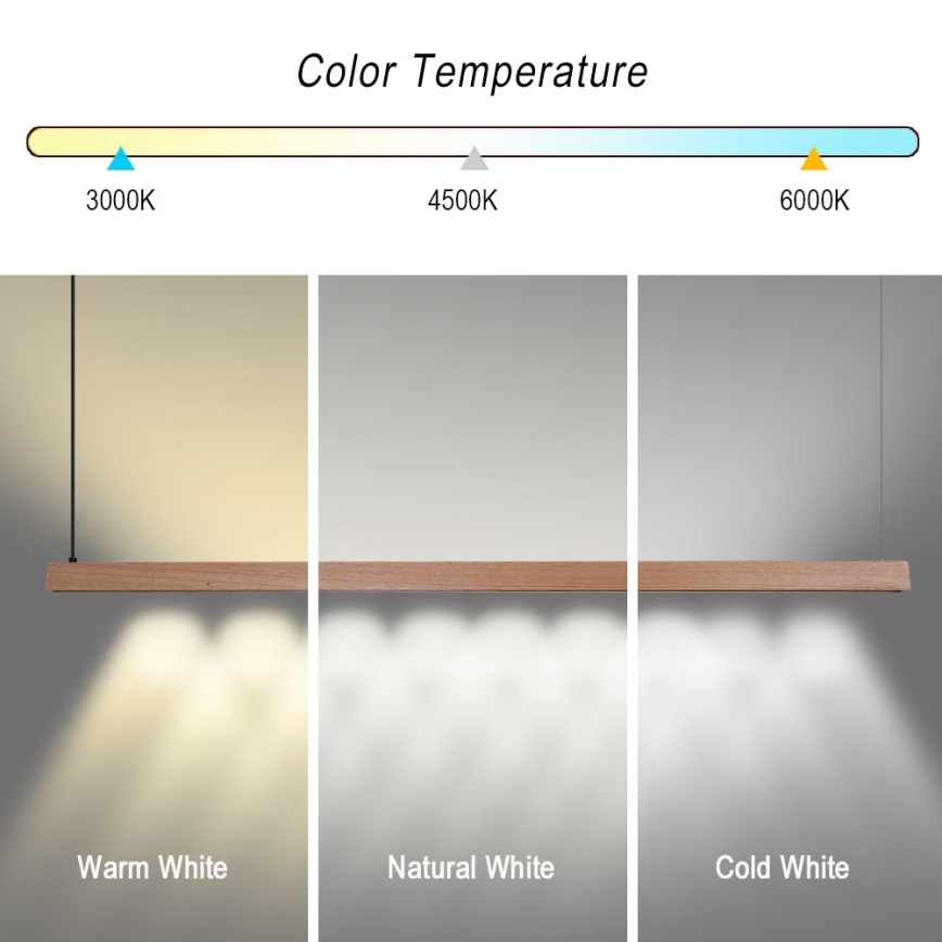 Immax NEO 07304L - LED dimeriuojamas pakabinamas šviestuvas ant laido MADEIRA LED/33W/230V Wi-Fi Tuya 152 cm ąžuolas + nuotolinis valdymas