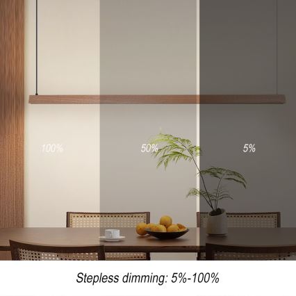 Immax NEO 07304L - LED dimeriuojamas pakabinamas šviestuvas ant laido MADEIRA LED/33W/230V Wi-Fi Tuya 152 cm ąžuolas + nuotolinis valdymas