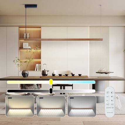 Immax NEO 07305L - dimeriuojama LED liustra ant troselio MADEIRA LED/44W/230V Wi-Fi Tuya 202 cm ąžuolas + nuotolinis valdymas