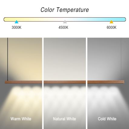 Immax NEO 07305L - dimeriuojama LED liustra ant troselio MADEIRA LED/44W/230V Wi-Fi Tuya 202 cm ąžuolas + nuotolinis valdymas