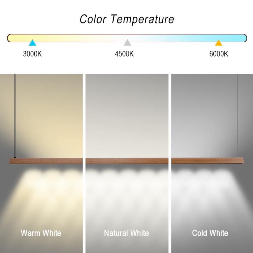 Immax NEO 07305L - dimeriuojama LED liustra ant troselio MADEIRA LED/44W/230V Wi-Fi Tuya 202 cm ąžuolas + nuotolinis valdymas