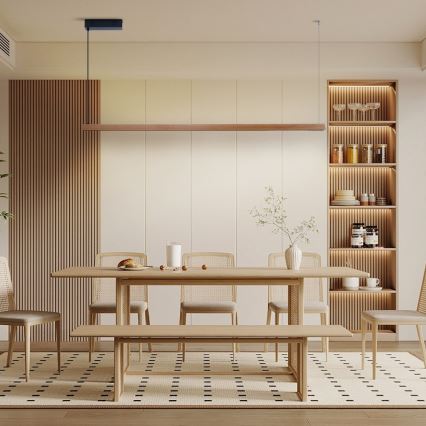 Immax NEO 07305L - dimeriuojama LED liustra ant troselio MADEIRA LED/44W/230V Wi-Fi Tuya 202 cm ąžuolas + nuotolinis valdymas