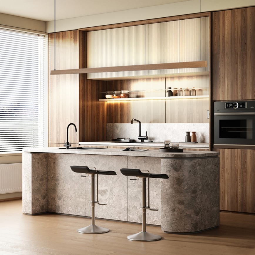 Immax NEO 07305L - dimeriuojama LED liustra ant troselio MADEIRA LED/44W/230V Wi-Fi Tuya 202 cm ąžuolas + nuotolinis valdymas