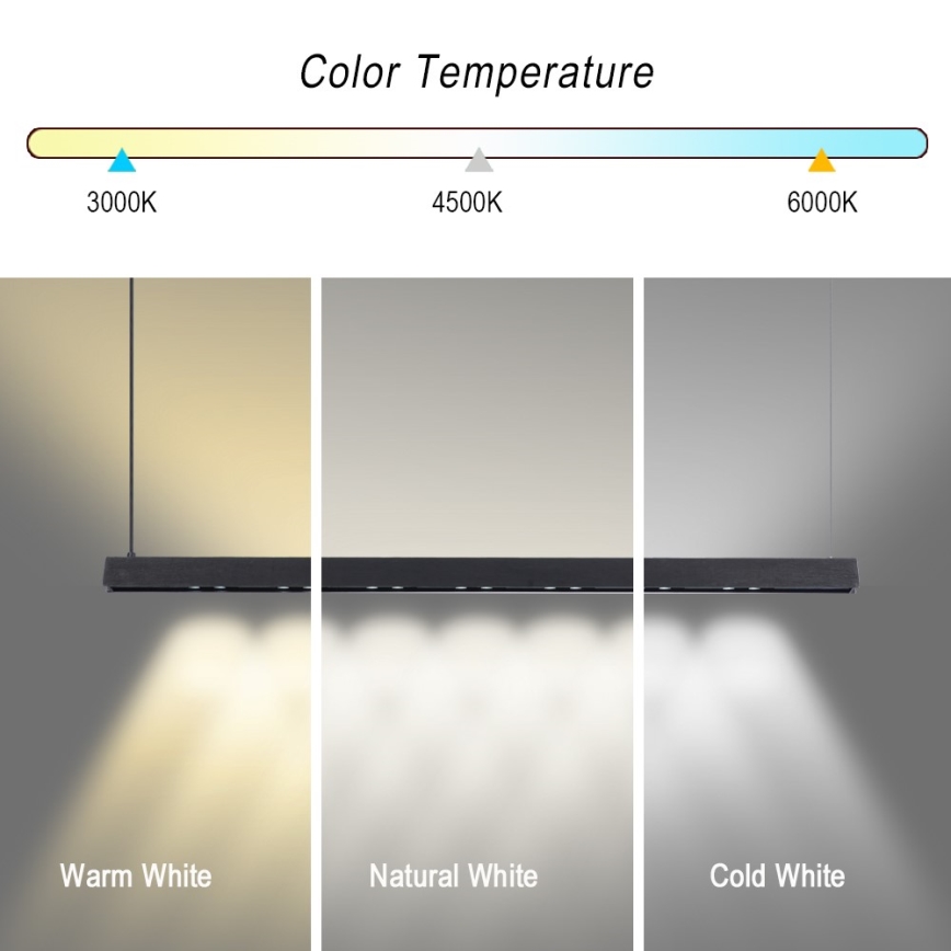 Immax NEO 07306L - Dimeriuojamas LED pakabinamas šviestuvas ant troselio MADEIRA LED/26W/230V Wi‑Fi Tuya 122 cm juodas + nuotolinis pultas