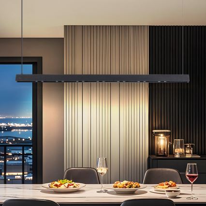 Immax NEO 07306L - Dimeriuojamas LED pakabinamas šviestuvas ant troselio MADEIRA LED/26W/230V Wi‑Fi Tuya 122 cm juodas + nuotolinis pultas