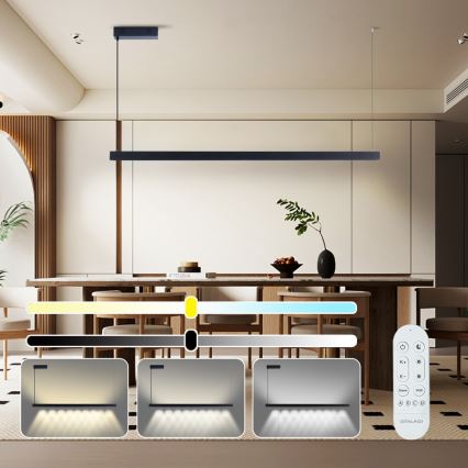 Immax NEO 07307L - reguliuojama LED liustra ant laido MADEIRA LED/33W/230V Wi-Fi Tuya 152 cm, juoda + su nuotoliniu pulteliu