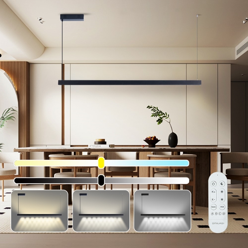 Immax NEO 07307L - reguliuojama LED liustra ant laido MADEIRA LED/33W/230V Wi-Fi Tuya 152 cm, juoda + su nuotoliniu pulteliu