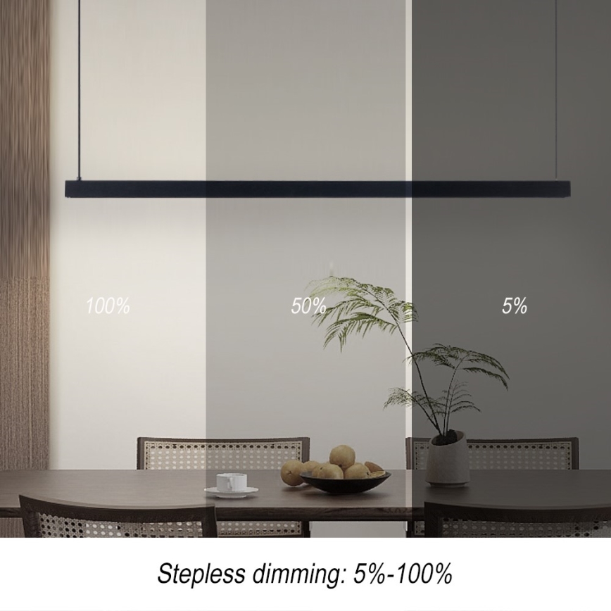 Immax NEO 07307L - reguliuojama LED liustra ant laido MADEIRA LED/33W/230V Wi-Fi Tuya 152 cm, juoda + su nuotoliniu pulteliu