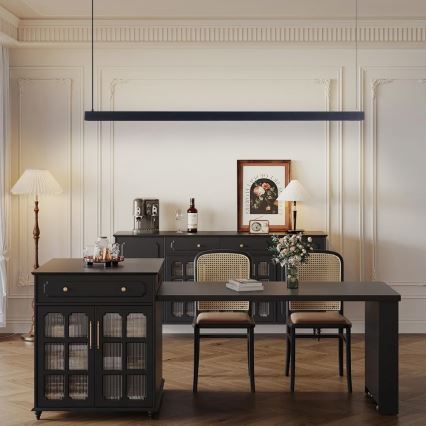 Immax NEO 07307L - reguliuojama LED liustra ant laido MADEIRA LED/33W/230V Wi-Fi Tuya 152 cm, juoda + su nuotoliniu pulteliu