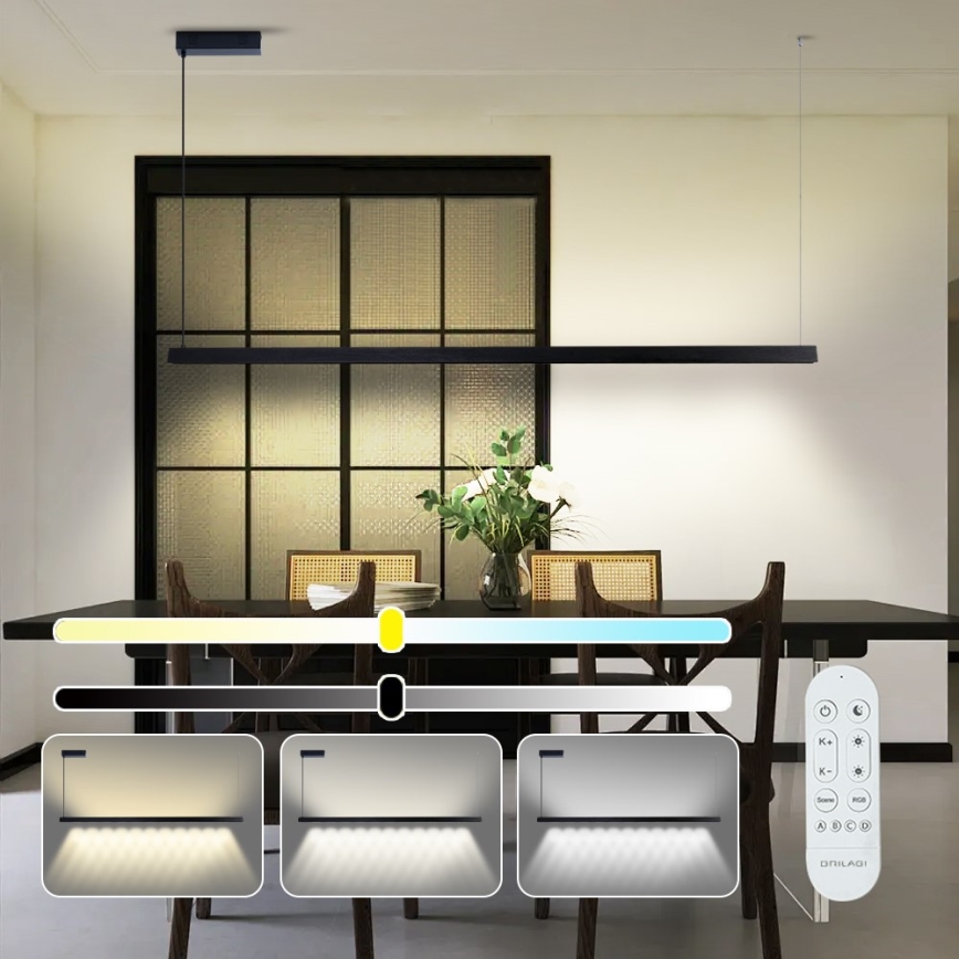 Immax NEO 07308L - reguliuojamas LED pakabinamas šviestuvas ant laido MADEIRA LED/44W/230V Wi-Fi Tuya 202 cm juodas + su nuotoliniu pultu