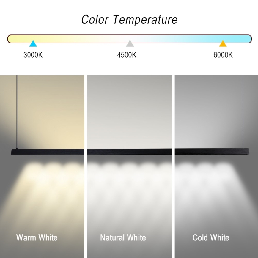 Immax NEO 07308L - reguliuojamas LED pakabinamas šviestuvas ant laido MADEIRA LED/44W/230V Wi-Fi Tuya 202 cm juodas + su nuotoliniu pultu