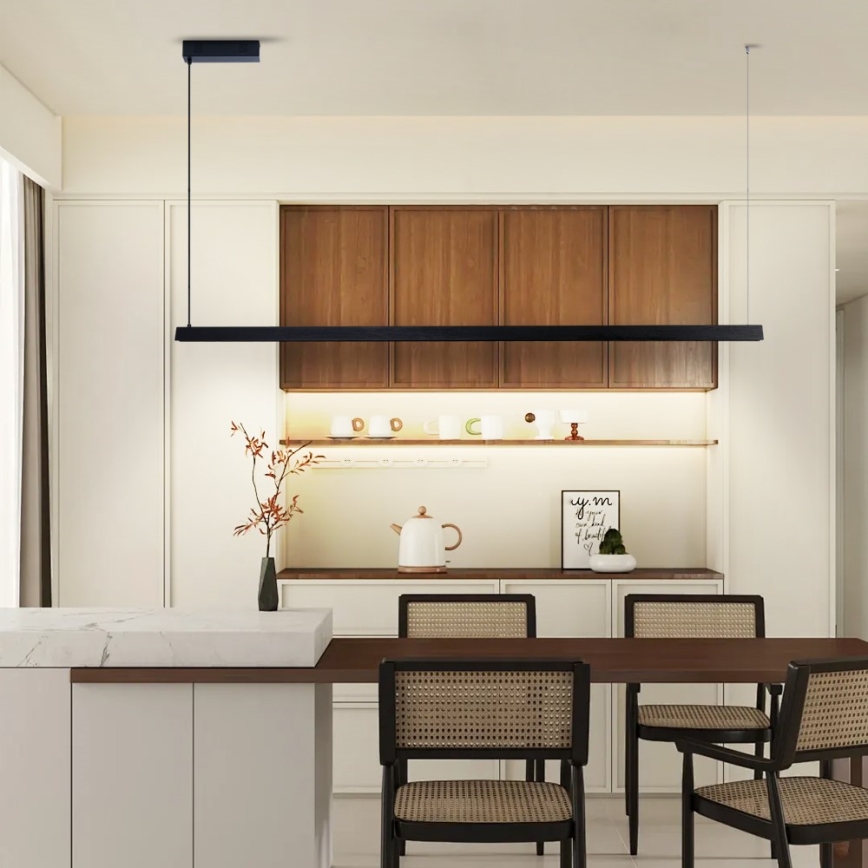 Immax NEO 07308L - reguliuojamas LED pakabinamas šviestuvas ant laido MADEIRA LED/44W/230V Wi-Fi Tuya 202 cm juodas + su nuotoliniu pultu