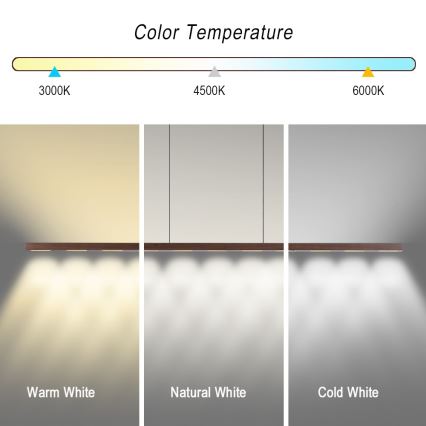 Immax NEO 07309L - dimuojamas LED pakabinamas šviestuvas ant troselio su jutikliu MADEIRA LED/37W/230V 157 cm riešutmedžio apdaila