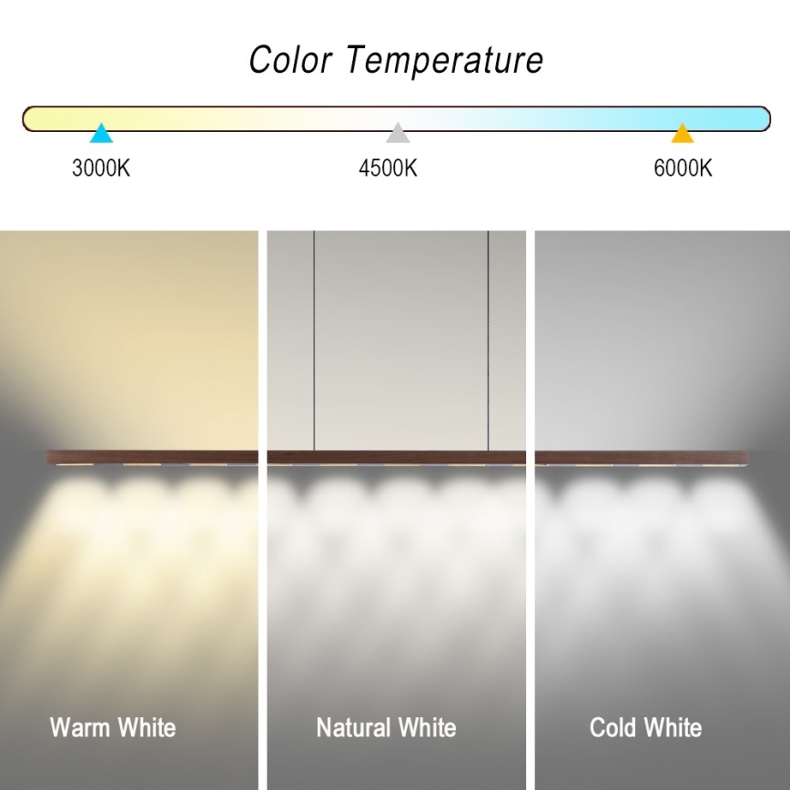 Immax NEO 07309L - dimuojamas LED pakabinamas šviestuvas ant troselio su jutikliu MADEIRA LED/37W/230V 157 cm riešutmedžio apdaila