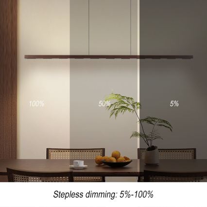 Immax NEO 07309L - dimuojamas LED pakabinamas šviestuvas ant troselio su jutikliu MADEIRA LED/37W/230V 157 cm riešutmedžio apdaila