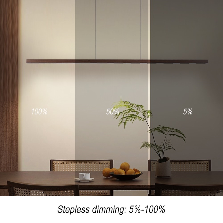 Immax NEO 07309L - dimuojamas LED pakabinamas šviestuvas ant troselio su jutikliu MADEIRA LED/37W/230V 157 cm riešutmedžio apdaila