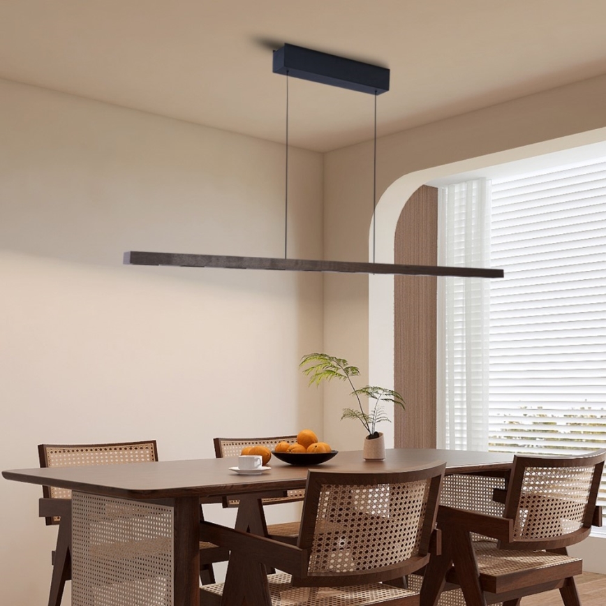 Immax NEO 07309L - dimuojamas LED pakabinamas šviestuvas ant troselio su jutikliu MADEIRA LED/37W/230V 157 cm riešutmedžio apdaila